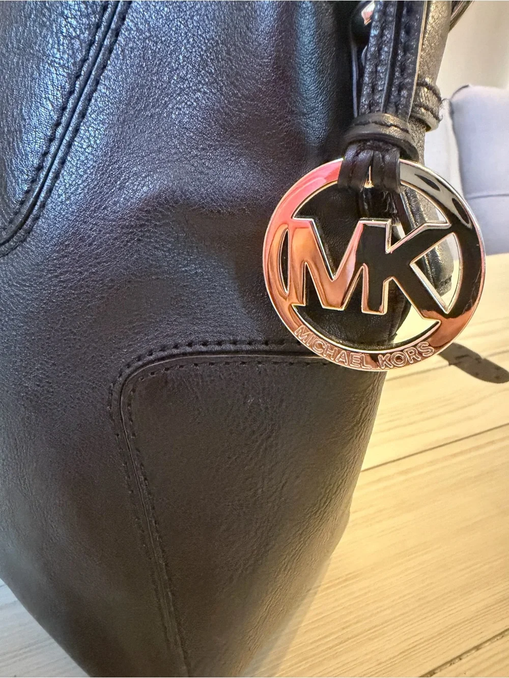 Michael Kors Black Leather Brookville Hobo Shoulder Bag